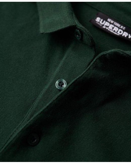 Superdry Green Classic Long Sleeve Cotton Pique Polo Shirt for men