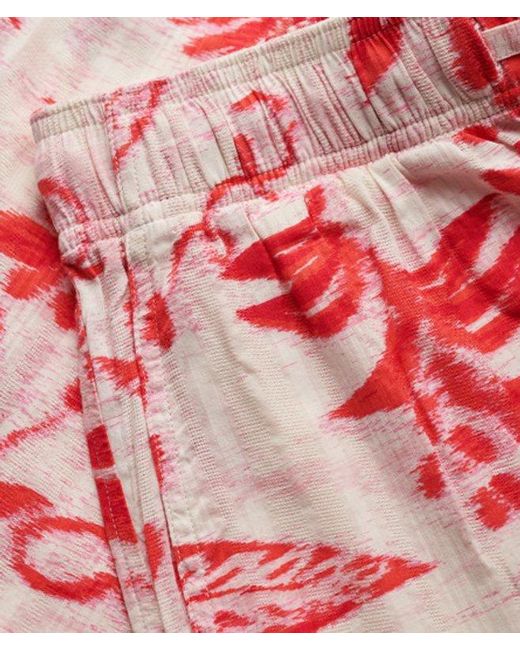 Superdry Red Cotton Printed Beach Shorts