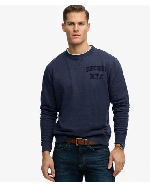 Superdry Blue & Co Vintage Athletic Tonal Crew Sweatshirt for men