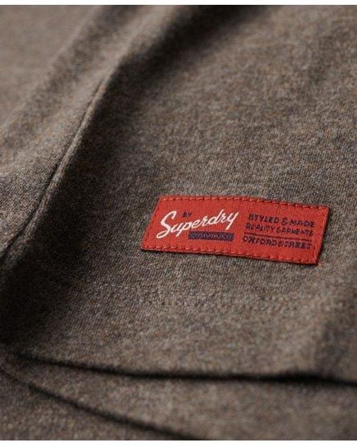 Superdry Brown Vintage Logo Embroidered Henley Top for men