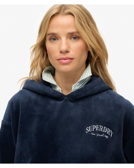 Superdry Blue & Co Country Club Velour Relaxed Hoodie
