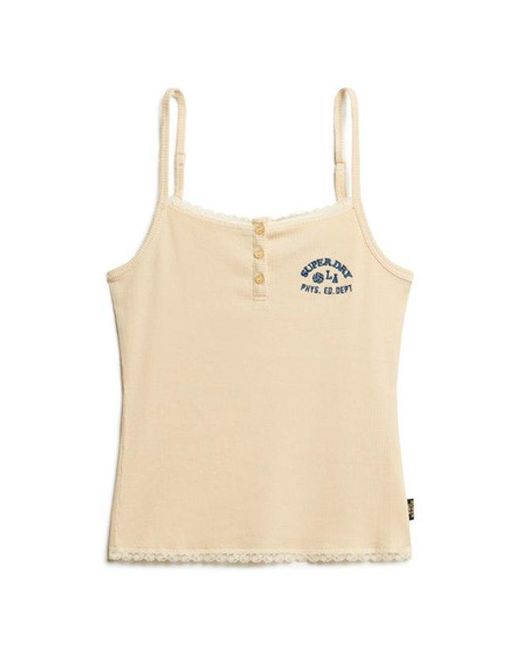 Superdry Athletic Essentials Button Down Cami Top in het Blue