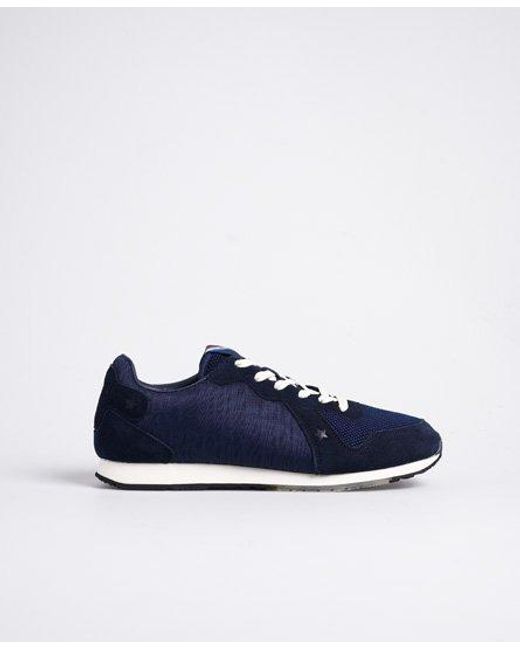 Superdry Blue Retro Logo Runner Trainers for men