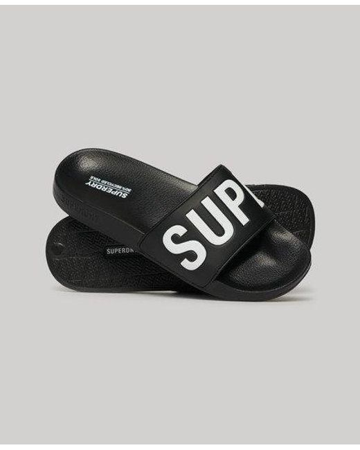 Superdry Black Vegan Core Pool Sliders