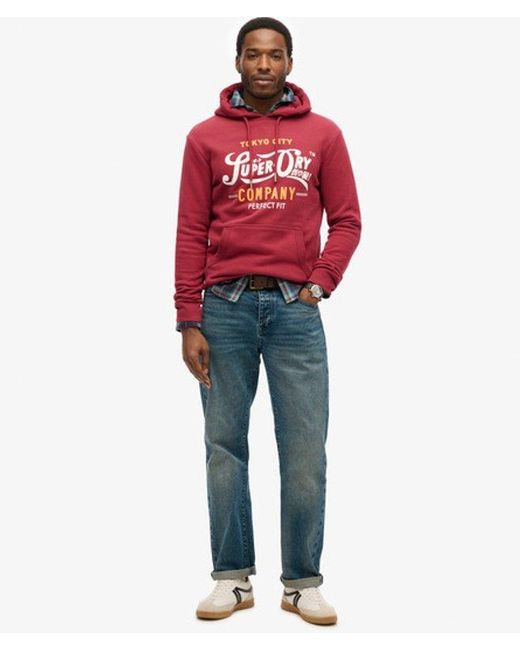 Superdry Red & Co Perfect Fit Script Hoodie for men