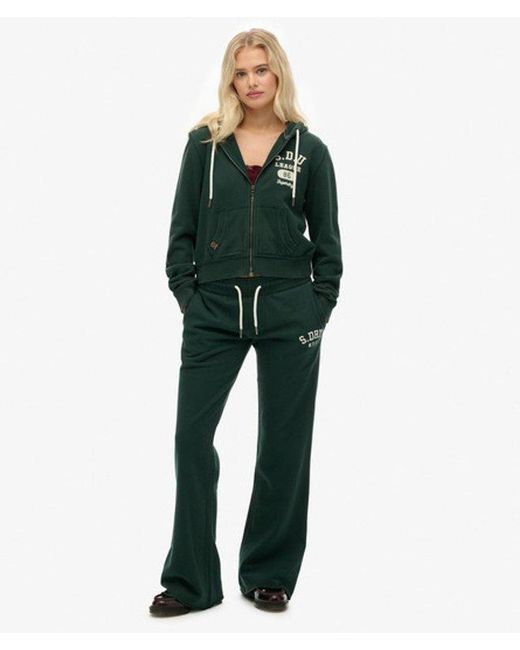 Superdry Athletic joggingbroek Met Wijde Pijpen En Borduursel in het Green