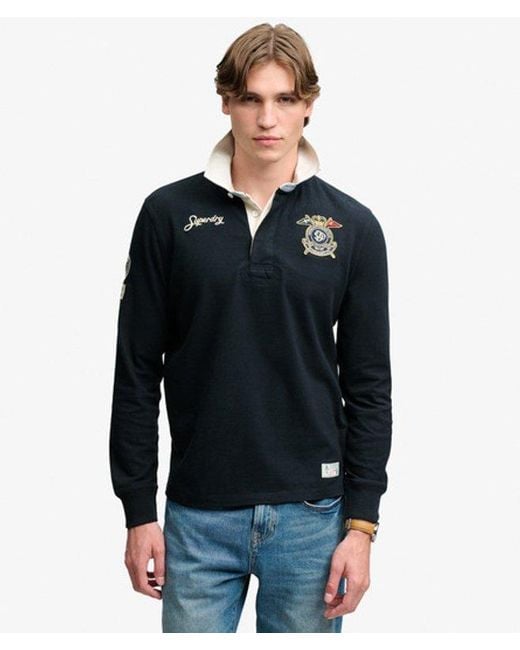 Superdry Blue & Co Double Emblem Rugby Shirt for men