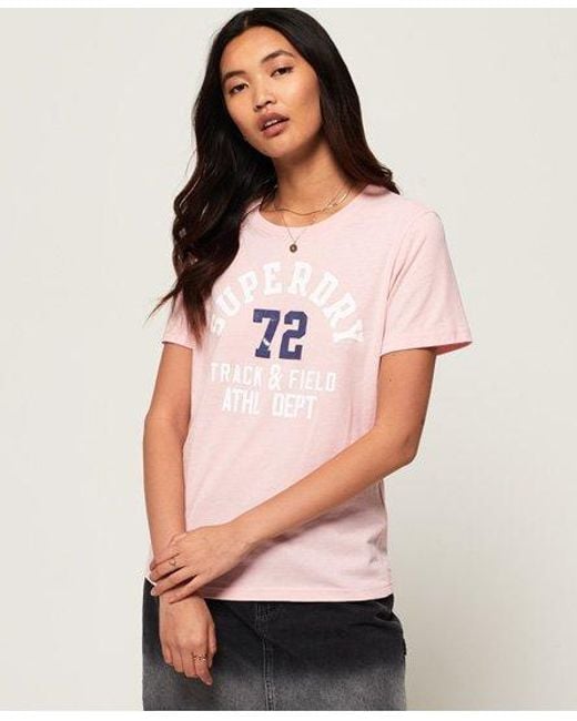 Superdry Pink Track And Field T-Shirt Fade