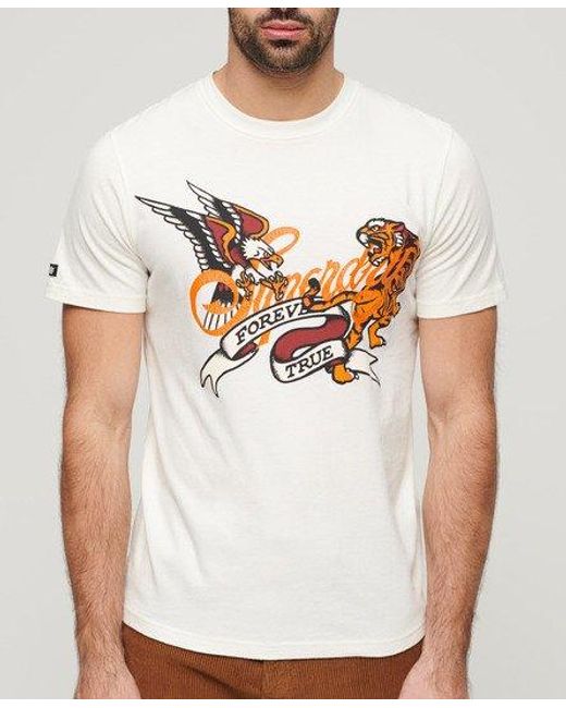 Superdry White Tattoo Script T-shirt for men