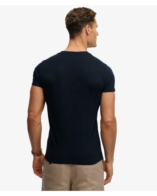 Superdry Black & Co Organic Cotton Embroidered Logo V Neck T-shirt for men
