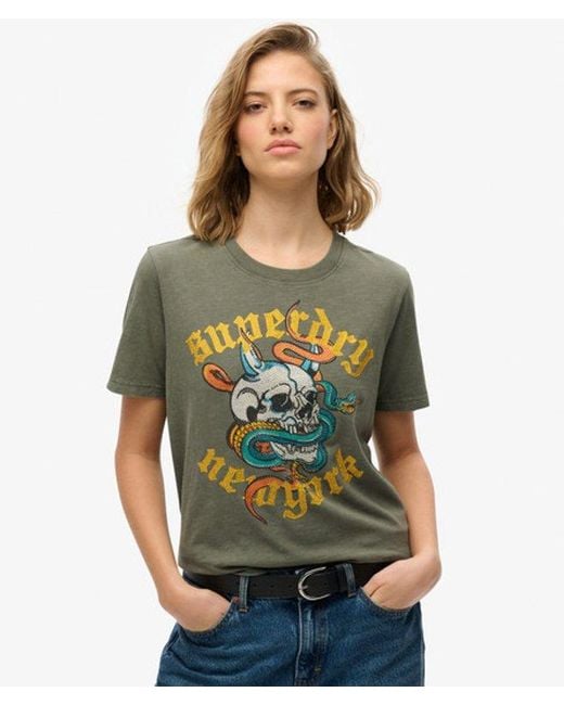 Superdry Green Neo Trad Tattoo Relaxed T-Shirt