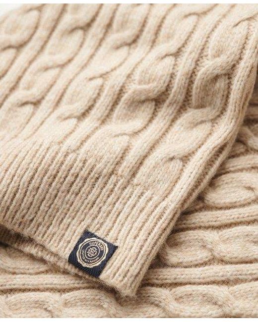 Superdry White Fitted Cable Crew Neck Jumper