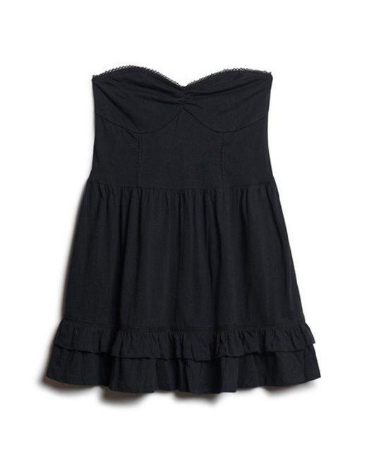Superdry Blue & Co Cotton 50s Lace Bandeau Mini Dress