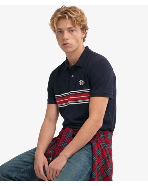 Superdry Blue & Co Vintage Stripe Jersey Polo Shirt for men