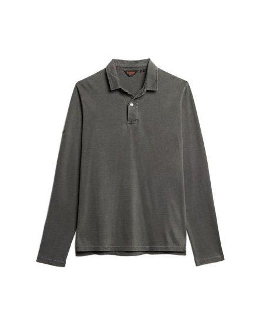 Superdry Gray Studios Long Sleeve Jersey Polo Shirt for men