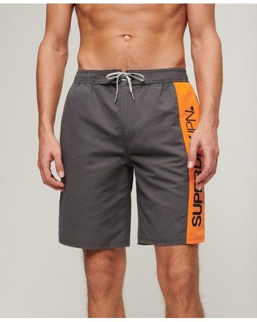Superdry Gerecyclede Sportswear Boardshort Met Logo - 48 Cm in het Gray voor heren