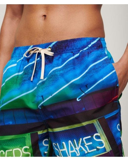 Superdry Blue & Co Photographic 17-inch Recycled Swim Shorts for men