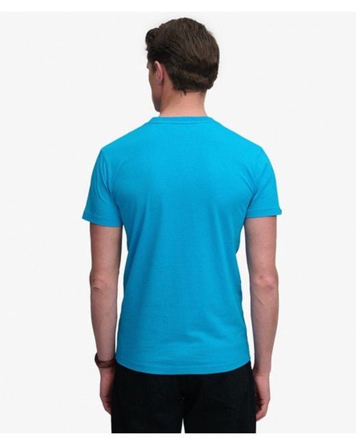Superdry Blue Essential Logo Embroidered Neon T-Shirt for men