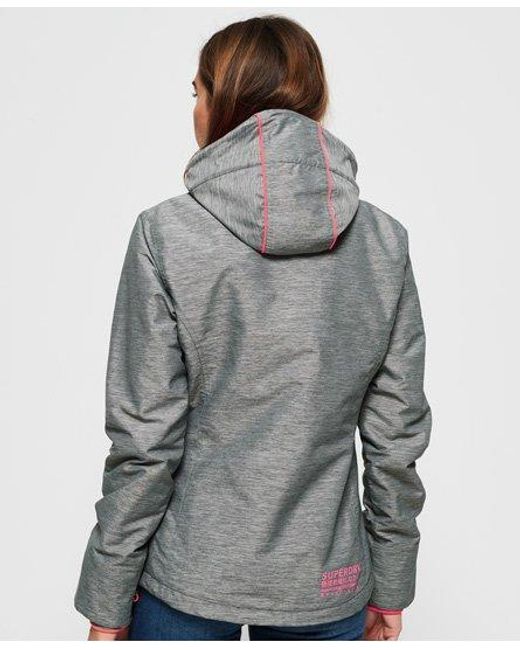 Superdry Gray Pop Zip Velocity Sd-Windcheater Jacket Mega Grit/Shock Coral