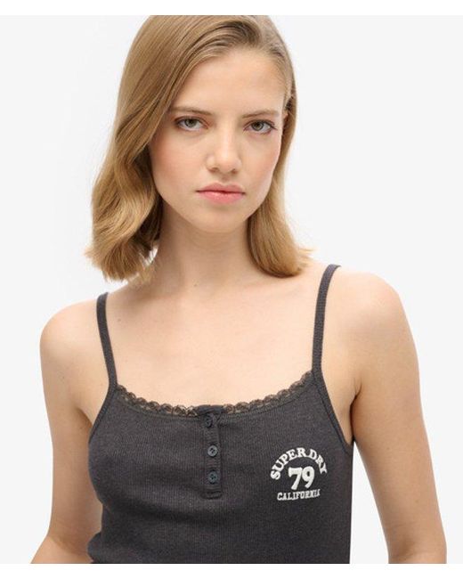 Superdry Gray & Co Athletic Essentials Button Down Cami Top