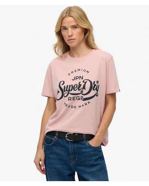 Superdry Red Premium Script Entry T-shirt