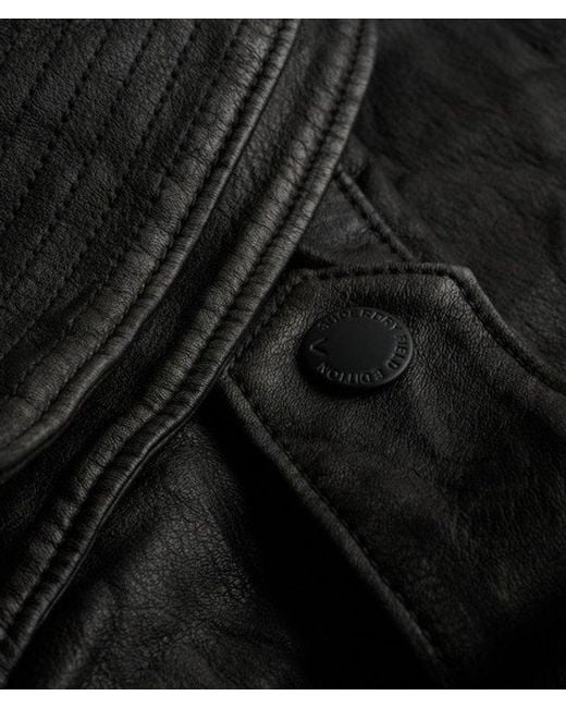 Superdry Black Brad Faux Leather Military Jacket for men