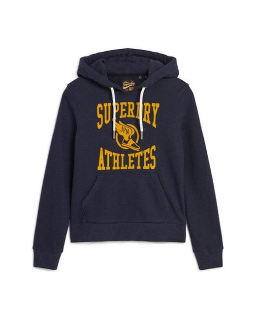 Superdry Blue Ladies Classic Varsity Flocked Graphic Hoodie