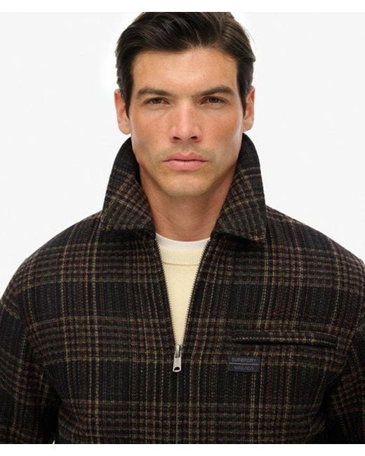 Superdry Black & Co Wool Blend Check Ranch Jacket for men