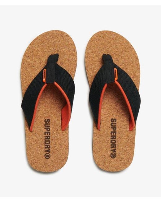Superdry Black & Co Cork Graphic Flip Flops for men