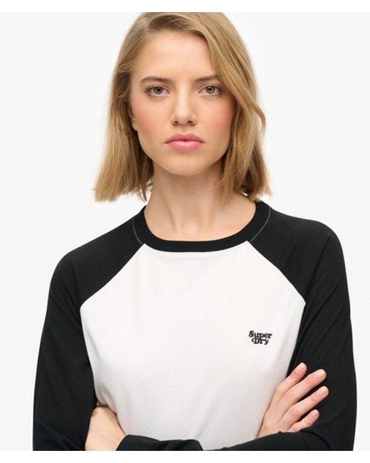 Superdry White & Co Essential Logo Long Sleeve Baseball Top