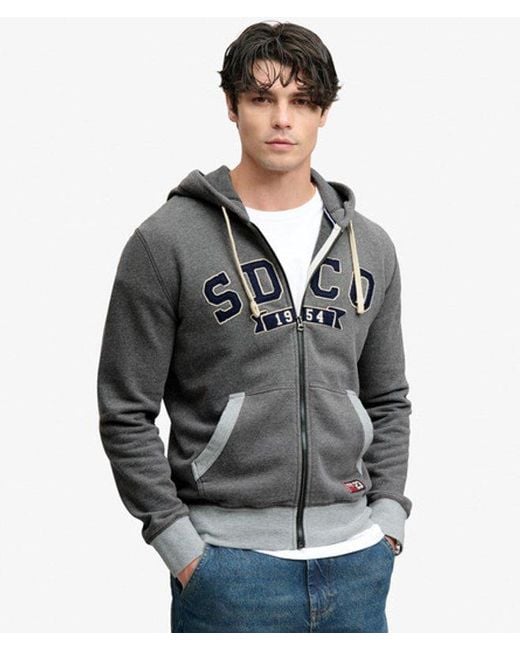 Superdry Gray Sd & Co. Zip Through Hoodie for men