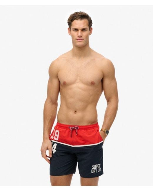 Superdry Red & Co Nautical Logo 17-inch Swim Shorts for men