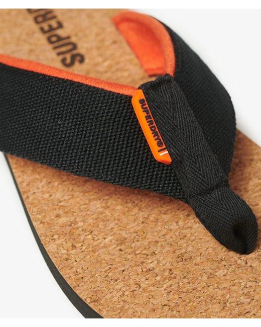 Superdry Black & Co Cork Graphic Flip Flops for men