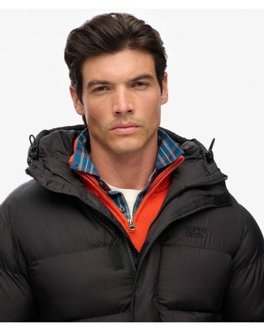 Homme Doudoune Noire À Capuche Taille Superdry pour homme en coloris Red