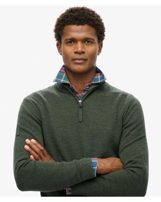 Superdry Green & Co Merino Half Zip Jumper for men