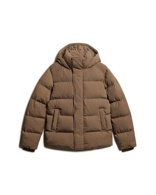 Superdry Brown Hooded Puffer Jacket for men