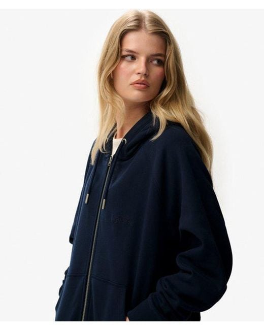 Superdry Blue Essential Logo Raglan Zip Hoodie