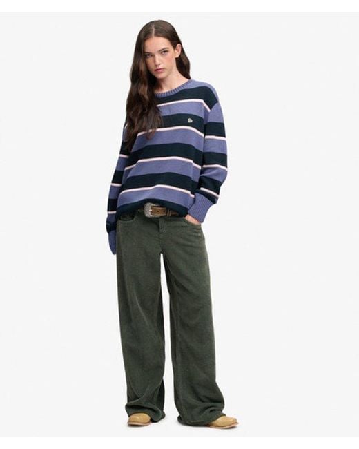 Superdry Blue Oversized Stripe Jumper