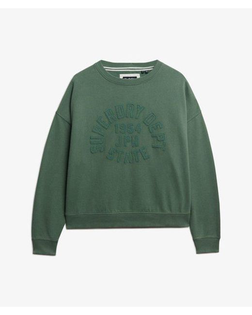 Superdry Green & Co Athletic Essentials Tonal Applique Crew Sweatshirt