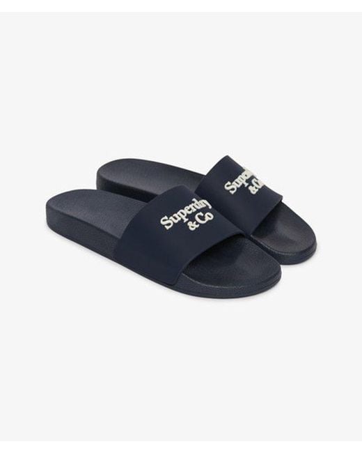Superdry Blue & Co Company Logo High Build Sliders for men