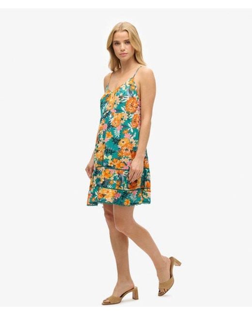 Superdry Blue Classic Viscose Cami Beach Dress