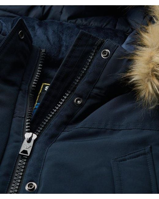 Superdry Blue Everest Faux Fur Parka Coat