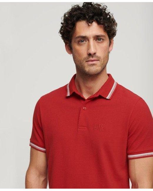 Superdry Red Sportswear Tipped Polo Shirt for men