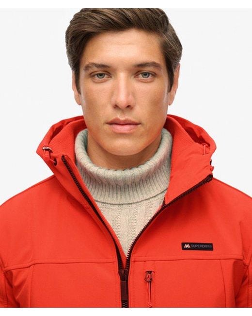 Superdry Red Hooded Soft Shell Trekker Jacket for men