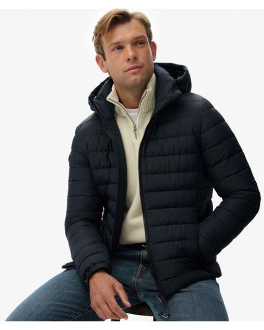 Superdry Blue Hooded Fuji Padded Jacket for men