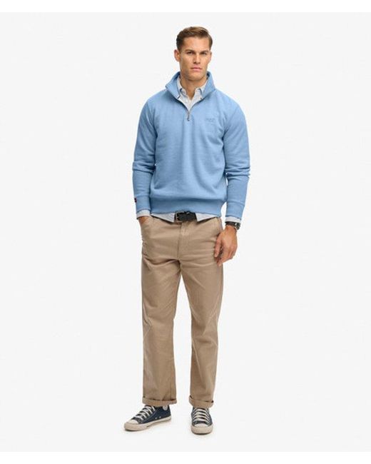 Superdry Blue & Co Essential Logo Half Zip Sweatshirt for men