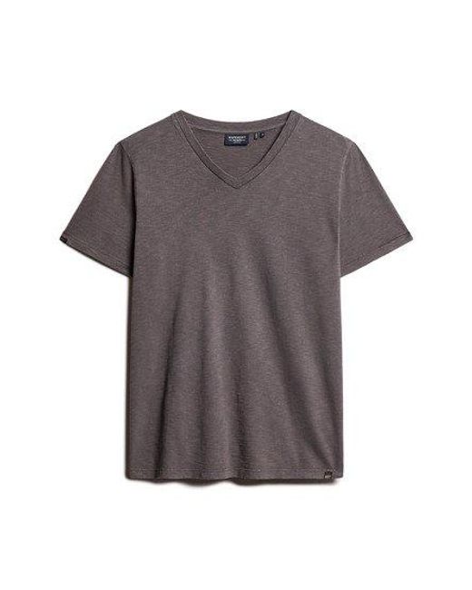 Superdry Gray V-neck Slub Short Sleeve T-shirt for men
