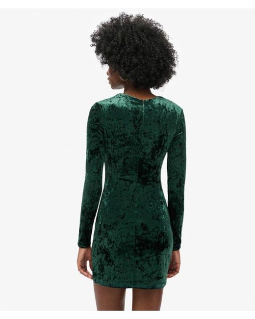 Superdry Green & Co Velvet Long Sleeve Mini Dress