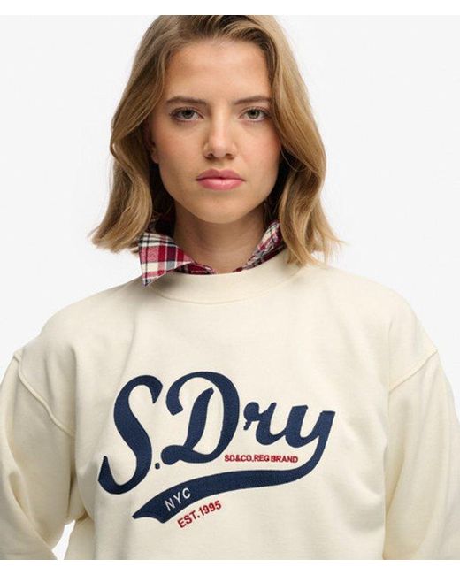 Superdry Natural & Co Varsity Script Loose Crew Sweatshirt