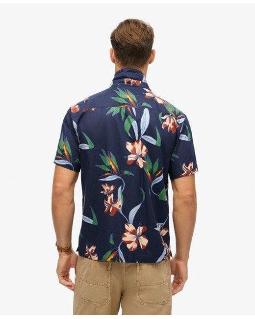 Superdry Blue Short Sleeve Hawaiian Shirt for men